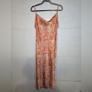 Floral Paisley Maxi Dress - Orange and Pink